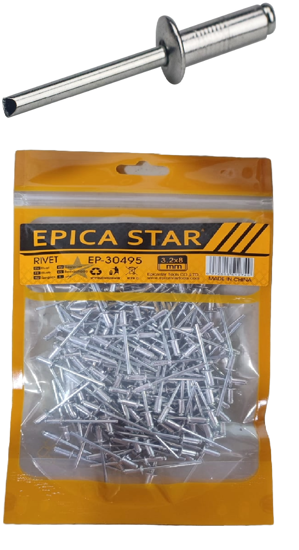 Foto de Remache Aluminio 100 pcs 1/8X3/8" 3.2mmX8mm EP30495 EPICA (100)