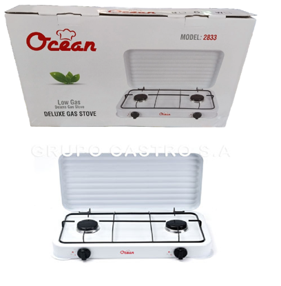 Foto de Estufa Gas 2 quem OCEAN C/tapa Blanca 2833 6002 GET25-20 (8) 53.5 larg,28 anc,9 alt cms