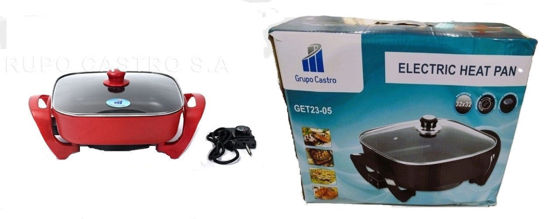 Foto de SARTEN ELECTRICO 12" GET23-05 GRUPO CASTRO ROJO 110V 1400 WATTS 32.5X46X14CMS(6)