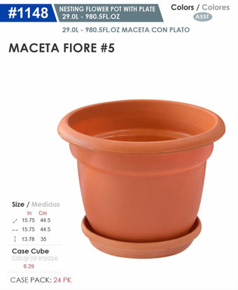 Foto de Maceta c/platera #5 Terracota Megaplast #AA11148V 44.5diam,35alt cms 29litro