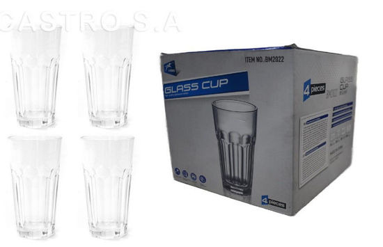 Foto de Vaso vidrio labrado Set 4 pcs  20onz/600ml 17,5x9,5 cms BM2022 GET70-07 (6)HORSE