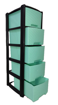 Foto de SEGUNDA - GAVETERO DELUX  RATAN 5 NIVELES AA11209V EQ15 NEGRO/VERDE 104X33X43 CMS