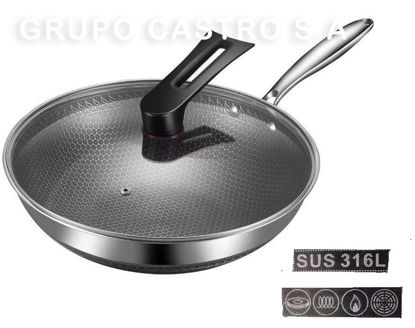 Foto de SARTEN ACERO INOX  (316 ) 34X8.8CMS C/TAPA VIDRIO NB12899 (8
