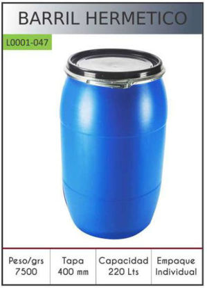 Foto de Estañon Plastico 220litros-58 galones L0001-047 7500gms Empaque/Cincho (1) lacoplast