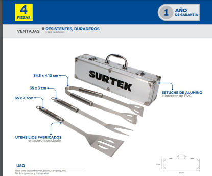 Foto de BBQ KASA barbacoa Kit de asado estuche, mandil,  3 utensilios 35cms