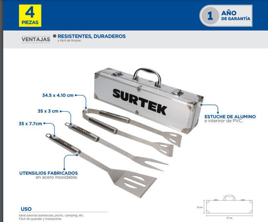 Foto de BBQ KASA barbacoa Kit de asado estuche, mandil,  3 utensilios 35cms