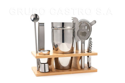 Foto de Coctelero Set 10 pcs c/soporte O4M3253 550 ml -30 ml acero inox (10)