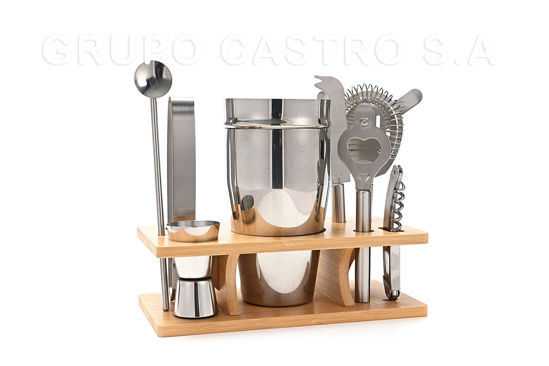 Foto de Coctelero Set 10 pcs c/soporte O4M3253 550 ml -30 ml acero inox (10)