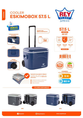 Foto de Hielera Cooler Eskimobox 57.5 ltrs  45.3altx57.7 lar x46.5anc cms 1KO006200 Reyplast