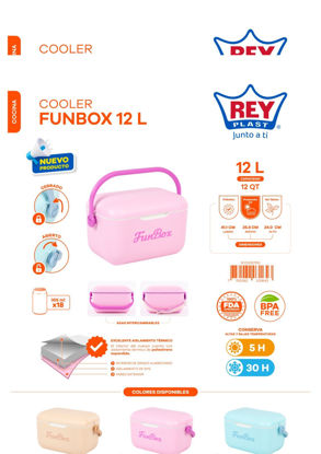 Foto de Hielera Cooler Funbox 12 ltrs 24altx41.1 lar x26.8anc cms 1KO005700 Reyplast