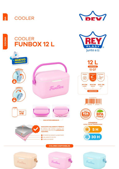 Foto de Hielera Cooler Funbox 12 ltrs 24altx41.1 lar x26.8anc cms 1KO005700 Reyplast