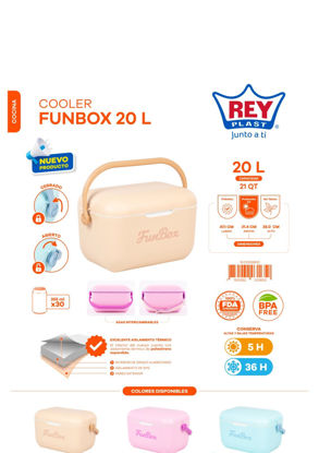 Foto de Hielera Cooler Funbox 20 ltrs 28altx47.1 lar x31.4anc cms 1KO005800 Reyplast