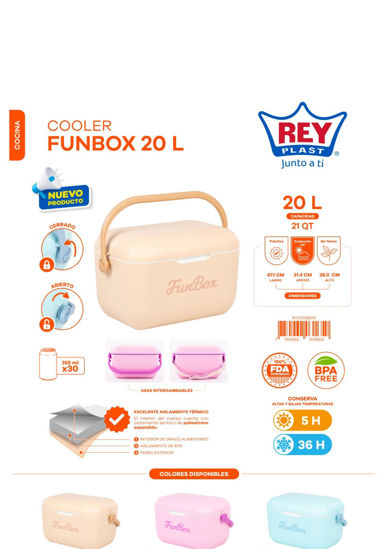 Foto de Hielera Cooler Funbox 20 ltrs 28altx47.1 lar x31.4anc cms 1KO005800 Reyplast