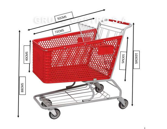 Foto de Carro Supermercado Plástico 120 ltrs rojo O5N2891 103cmsX92cmsX88cms