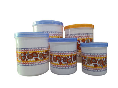 Foto de Recipiente Blanco Redondo #2 Alto decorado 600 ml c/cuchara GET56-03 (48)