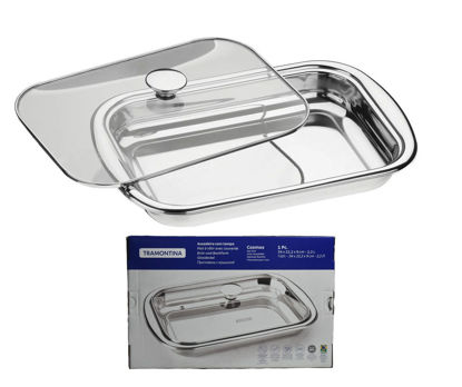 Foto de Bandeja rectangular acero inox. c/t vidrio 61315/344 34cms /2.2ltrs tramontina (6)