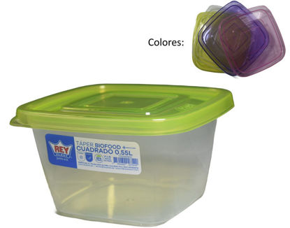 Foto de Recipiente Cuadrado c/t 12anc, 7.1alt cms Taper Biofood 0.55 ltrs Reyplast TPX062900 (500)