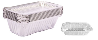 Foto de BANDEJA DESECHABLE ALUMINIO SET 10PCS C/TAPA RECTANGULAR H304-20 22X11X5.5CMS (48) 