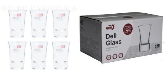 Foto de Copa tequilera SET 6  PCS vidrio liza #Y2005A 1.5 onz/35ml 4.5.x7 cms GET24-12 DELI 103gms (6) (144)