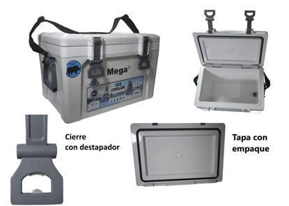 Foto de Hielera Mega Rect 25 ltrs 49larg,32anc,33alt cms MEHC2500-MRHC2500 Extra Fuerte RHINO (1)