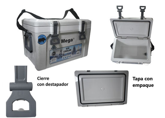 Foto de Hielera Mega Rect 25 ltrs 49larg,32anc,33alt cms MEHC2500-MRHC2500 Extra Fuerte RHINO (1)