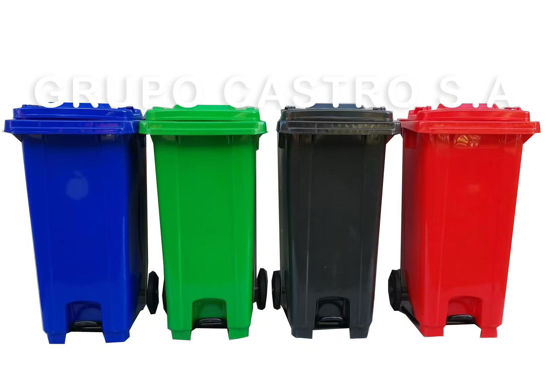 Foto de Contenedor 120 ltrs Pedal 2 Ruedas Verde O6B2891 95x47x55 cms (10) 