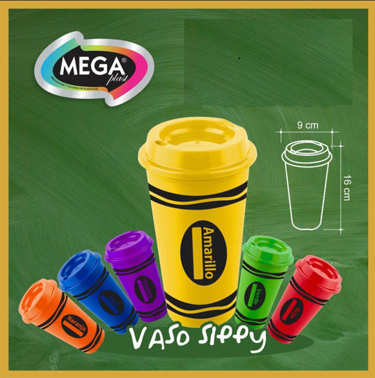 Foto de Vaso Plast 16 onz Sippy c/tapa AA12056V X00/X15 Colores Megaplast