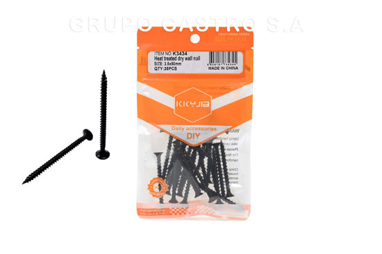 Foto de Tornillo Gypsun 2" punta fina Blister 25 pcs KKYJIA (3,5X50mm) K3434 GET59-20 (24) (288)