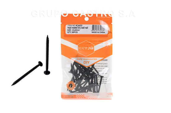 Foto de Tornillo Gypsun 1 1/2" punta fina Blister 35 pcs KKYJIA (3,5X40mm) K3433 GET59-19 (24) (288)