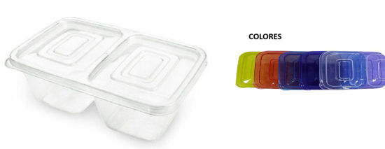 Foto de Recipiente c/ 2 divisiones c/tapa 21.2 L x13 anc cms TAPER BIOFOOD 0.61ltrsX2 REY TPX071000 (150)