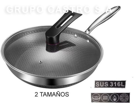 Foto de Sarten Acero Inox con Tapa Vidrio NB12898 (8) (316)