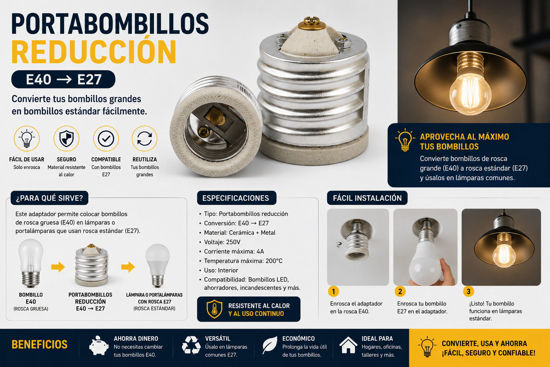 Foto de PORTA BOMBILLO REDUCCION 208-4-SOB(400)