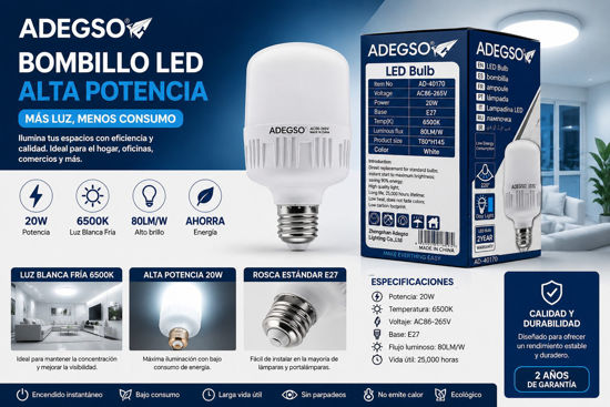Foto de Bombillo Alta Potencia Led 6500K 20W ADEGSO AD-40170 (100)