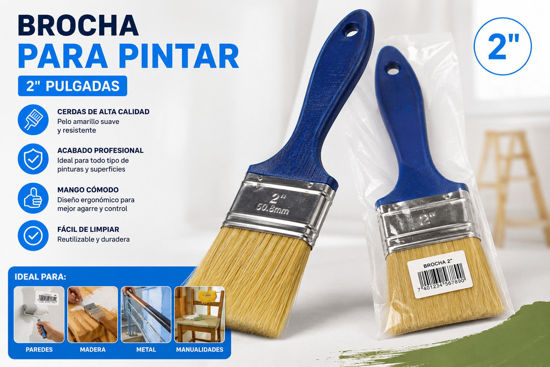 Foto de Brocha p/pintar 2" NS231607 azul pelo amarillo
