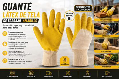 Foto de GUANTE LATEX- TELA TRABAJO AMARILLO DT120037