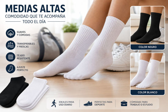 Foto de Medias Alta Blanca y negra N6S2407 (5000)