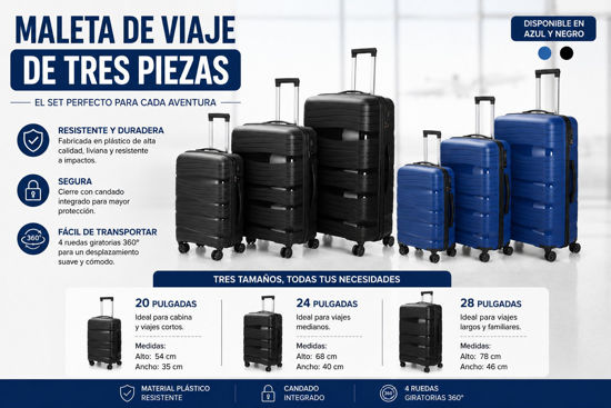 Foto de MALETA VIAJE 3 PCS PLASTICO