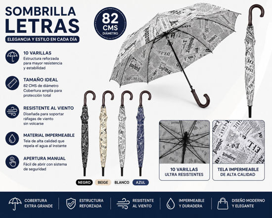 Foto de Sombrilla Letras Colores 10 Varillas GET44-17 (10 varillas) 82 cms (60)