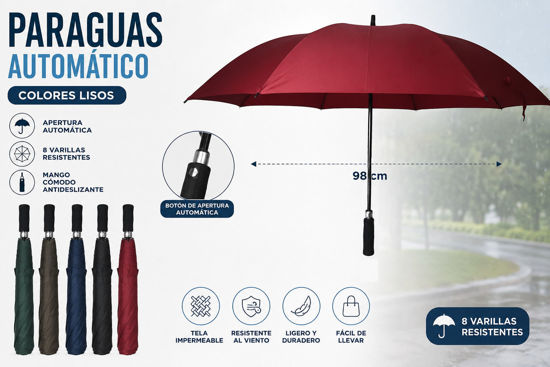 Foto de Paraguas Automatico Colores Lisos GET44-19 (8 varillas) 98 cms (60)