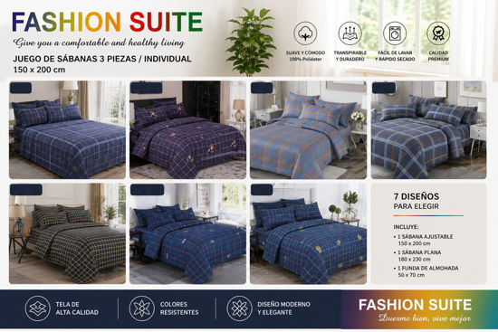 Foto de Juego Sabanas 3 pcs Individual OAA28911 150x200 cms Fashion Suite #2566 Algodon (-60)