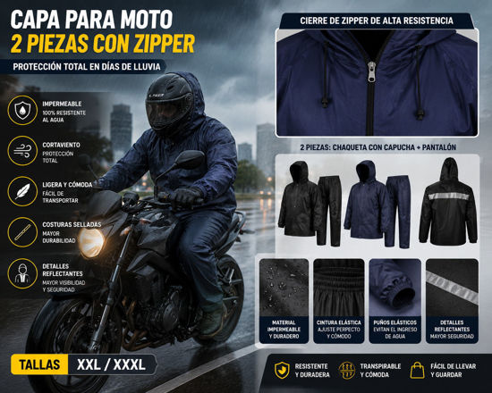 Foto de Capa moto negra-azul 2 pcs-zipper M7S321 XXL/XXXL (20)