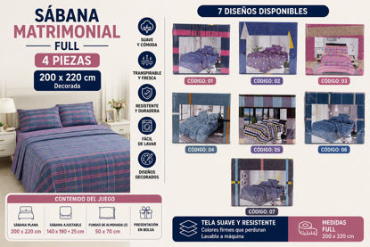 Foto de Sabana Matrimonial full 4 pcs OAA28913 200x220 cms Decoradas (-40)