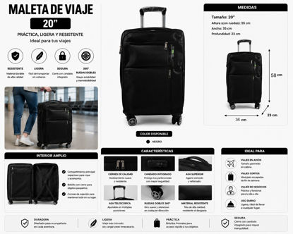 Foto de MALETA VIAJE 20" MBS26026 NEGRA TELA YOUMEJIA / XUXSSHI 58altx36anch cms