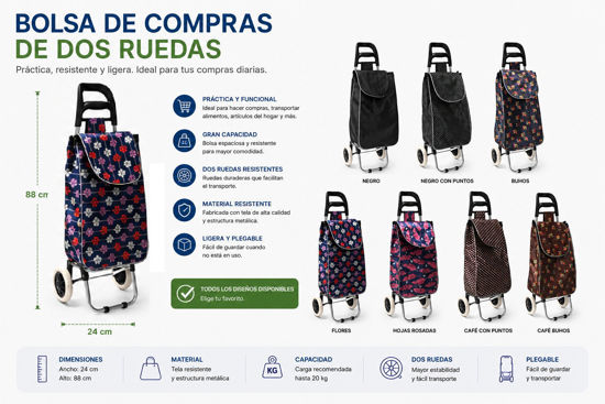 Foto de Bolsa Compras 2 Ruedas NCF323 24 anc,88 alt cms Diseños (10)