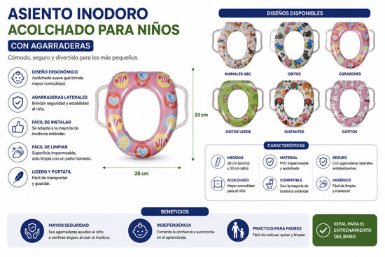Foto de Asiento Inodoro Acolchado niño c/agar O8E2891 28x33cms (24)