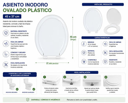 Foto de Asiento Inodoro Ovalado Plast Blanco O8F28913 45x37 cms (20) (-)