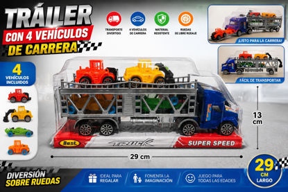 Foto de Trailer c/4 vehic carreras y tractor 333-7 29 larg,13alt cms GET05-03 (108)