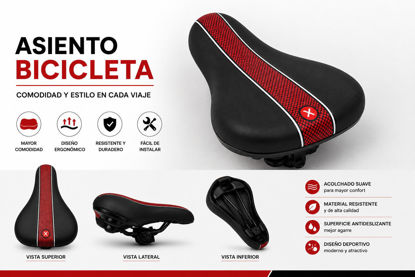 Foto de Asiento bicicleta negro rojo X (30) (-)