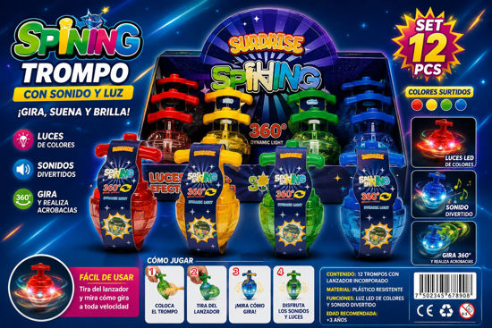 Foto de Trompo Set 12  pcs con sonido y luz spinning 832-46-A72721 (24)