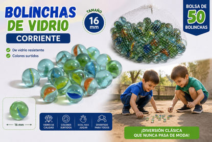 Foto de Bolsa 50 bolinchas vidrio corrientes 16 mm N9M2409 (100)